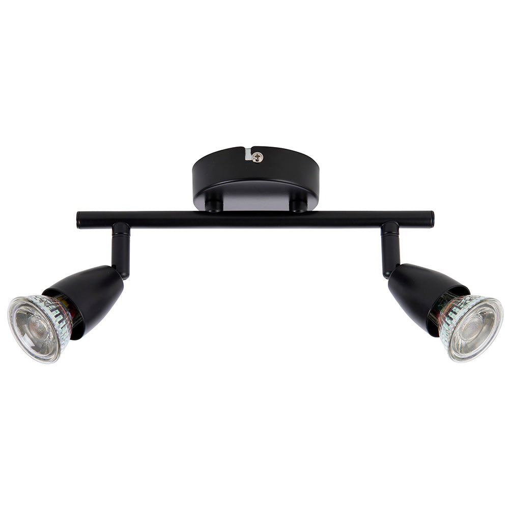 AMALFI | Twin Semi Flush Ceiling / Wall Spotlight Fitting | GU10 | IP20 | Matt Black