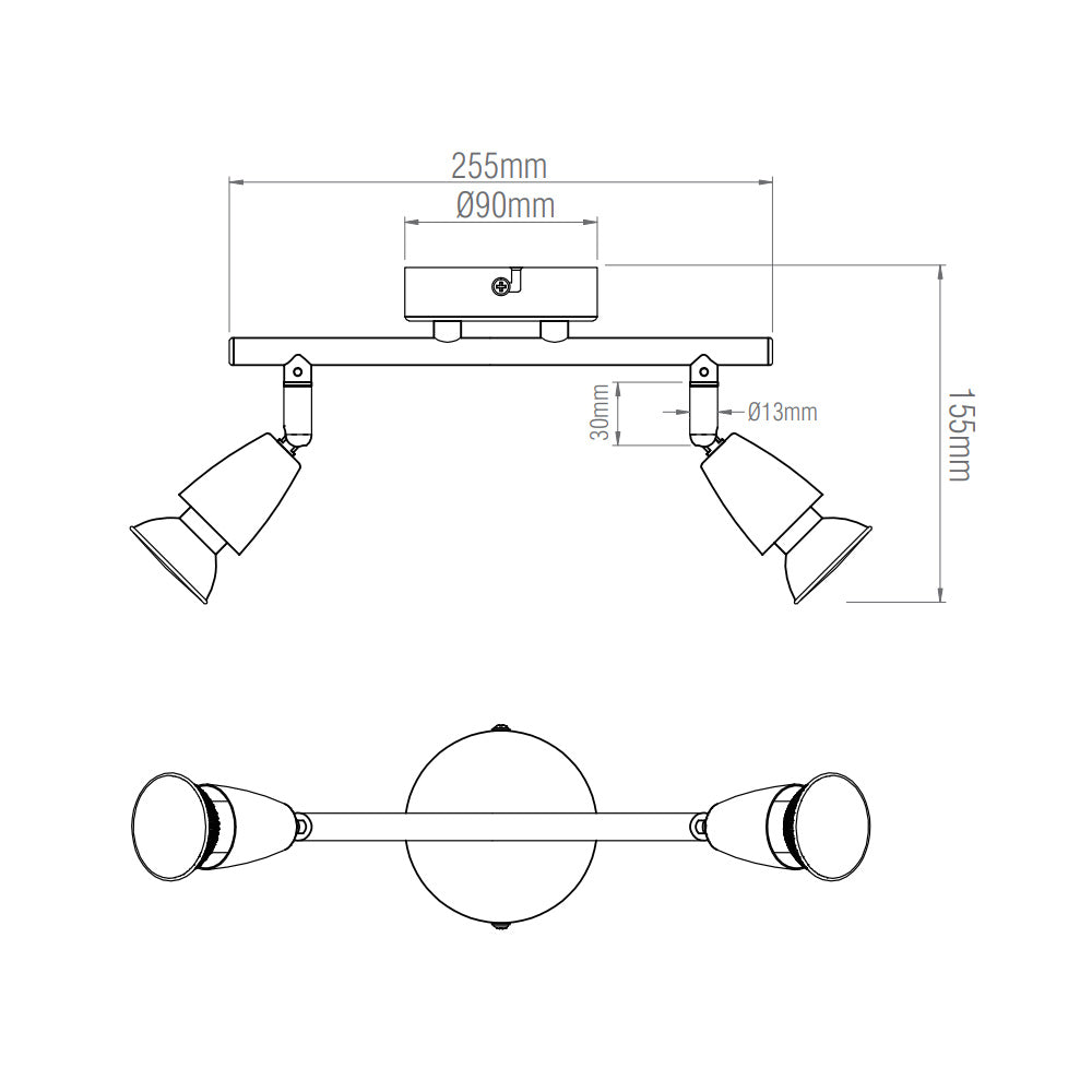 AMALFI | Twin Semi Flush Ceiling / Wall Spotlight Fitting | GU10 | IP20 | Antique Brass