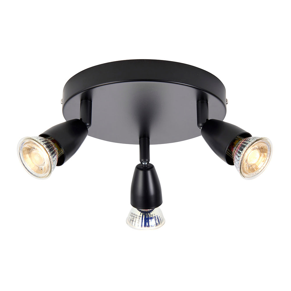 AMALFI | Triple Round Semi Flush Ceiling Spotlight Fitting | GU10 | IP20 | Matt Black