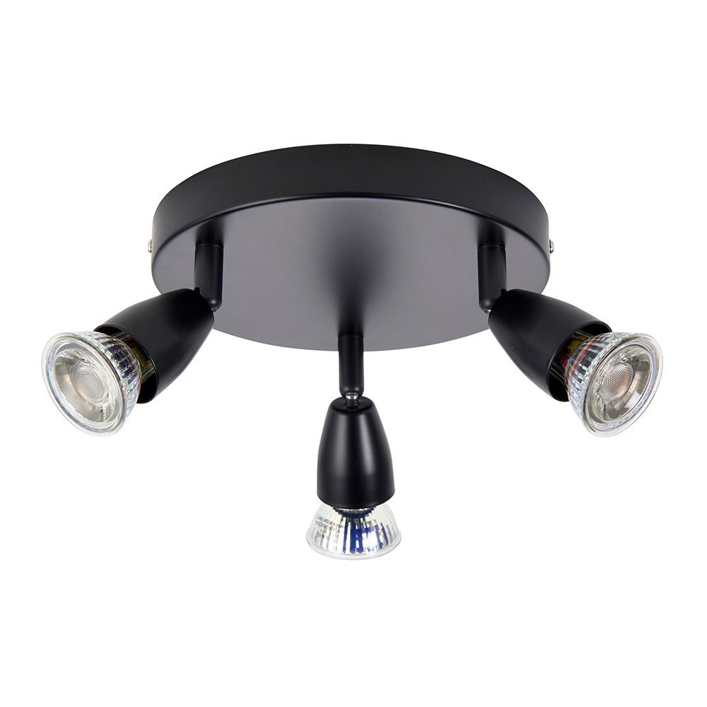 AMALFI | Triple Round Semi Flush Ceiling Spotlight Fitting | GU10 | IP20 | Matt Black