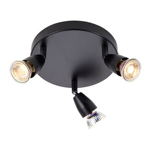 AMALFI | Triple Round Semi Flush Ceiling Spotlight Fitting | GU10 | IP20 | Matt Black