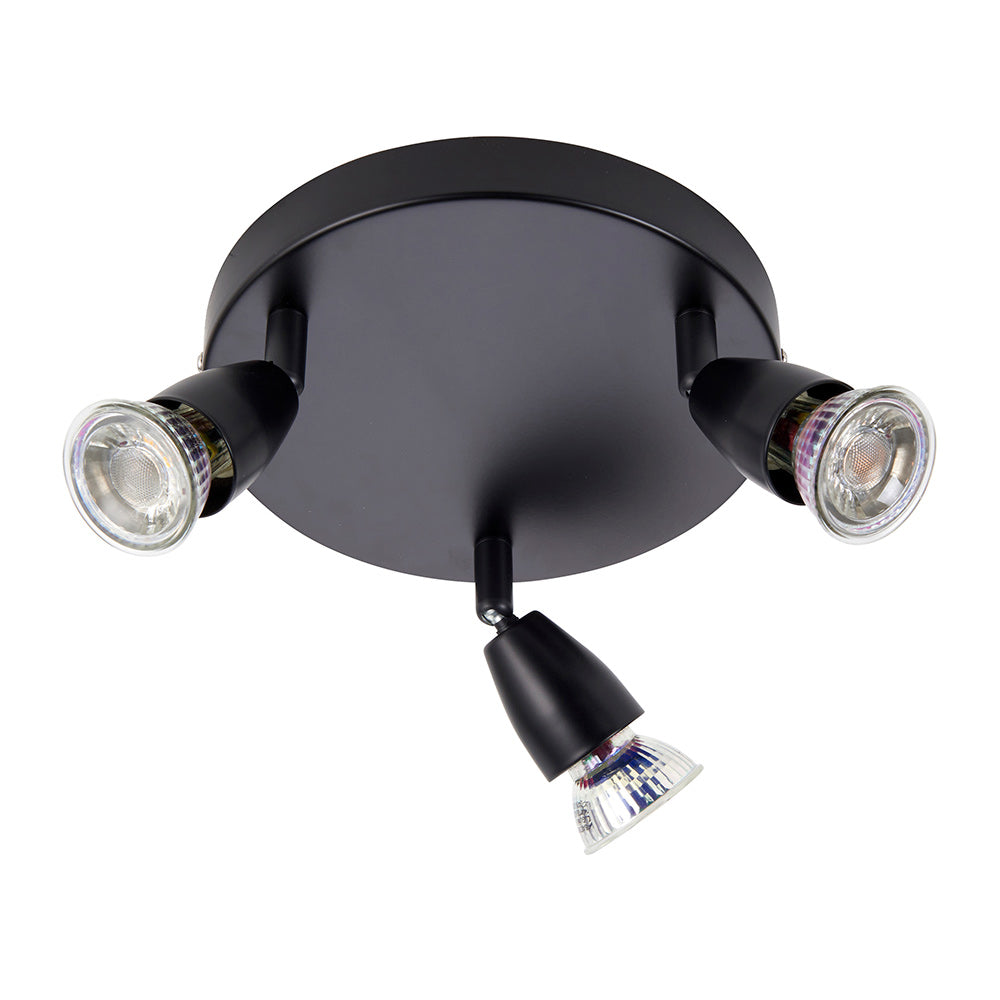 AMALFI | Triple Round Semi Flush Ceiling Spotlight Fitting | GU10 | IP20 | Matt Black