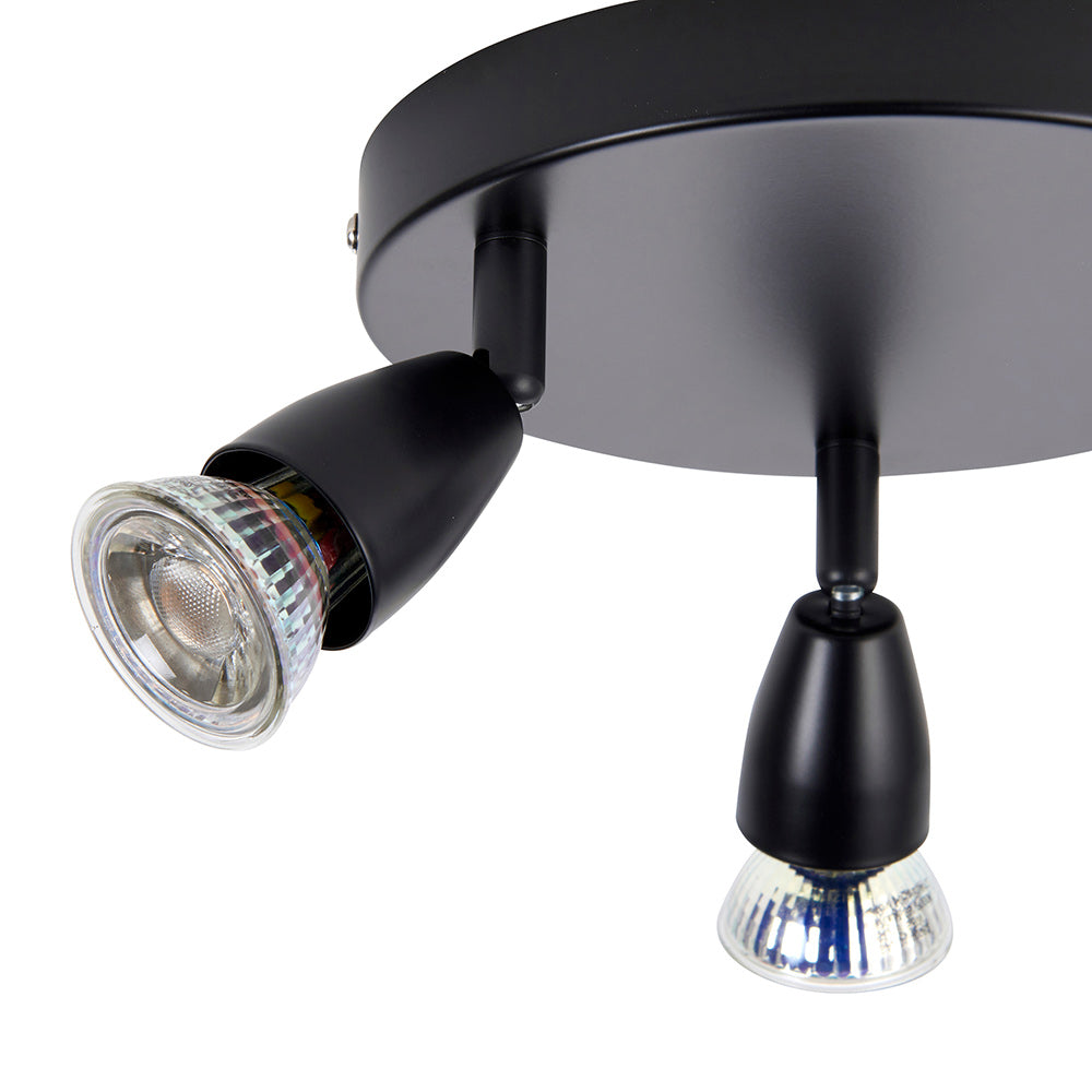 AMALFI | Triple Round Semi Flush Ceiling Spotlight Fitting | GU10 | IP20 | Matt Black