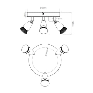 AMALFI | Triple Round Semi Flush Ceiling Spotlight Fitting | GU10 | IP20 | Satin Nickel