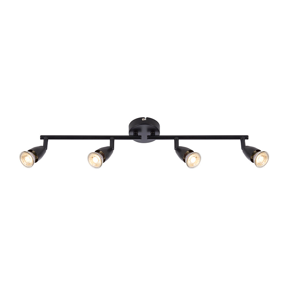 AMALFI | 4 Bar Semi Flush Ceiling / Wall Spotlight Fitting | GU10 | IP20 | Matt Black