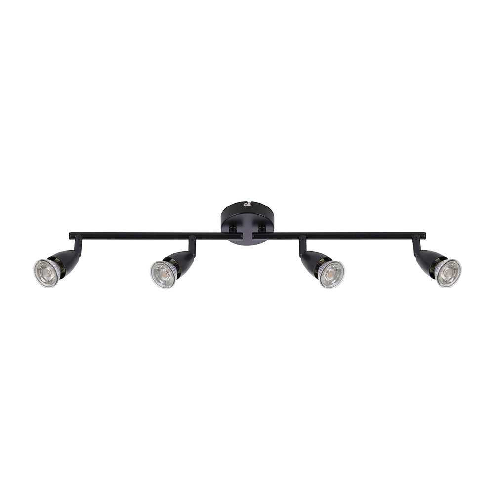 AMALFI | 4 Bar Semi Flush Ceiling / Wall Spotlight Fitting | GU10 | IP20 | Matt Black