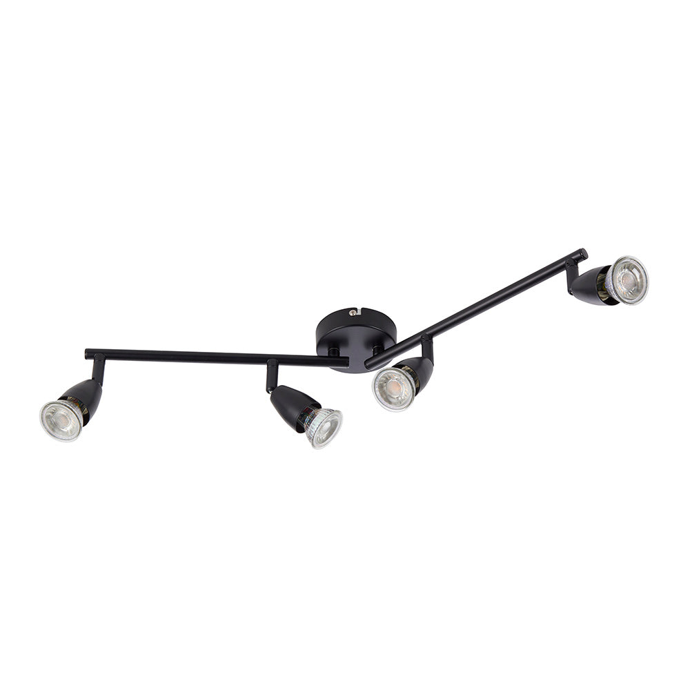 AMALFI | 4 Bar Semi Flush Ceiling / Wall Spotlight Fitting | GU10 | IP20 | Matt Black