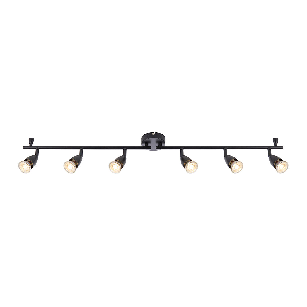 AMALFI | 6 Bar Semi Flush Ceiling / Wall Spotlight Fitting | GU10 | IP20 | Matt Black