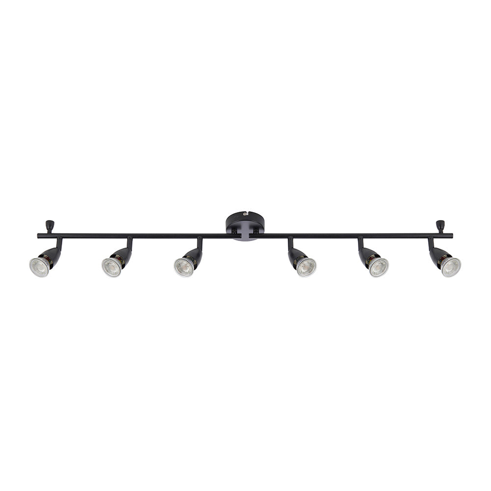 AMALFI | 6 Bar Semi Flush Ceiling / Wall Spotlight Fitting | GU10 | IP20 | Matt Black