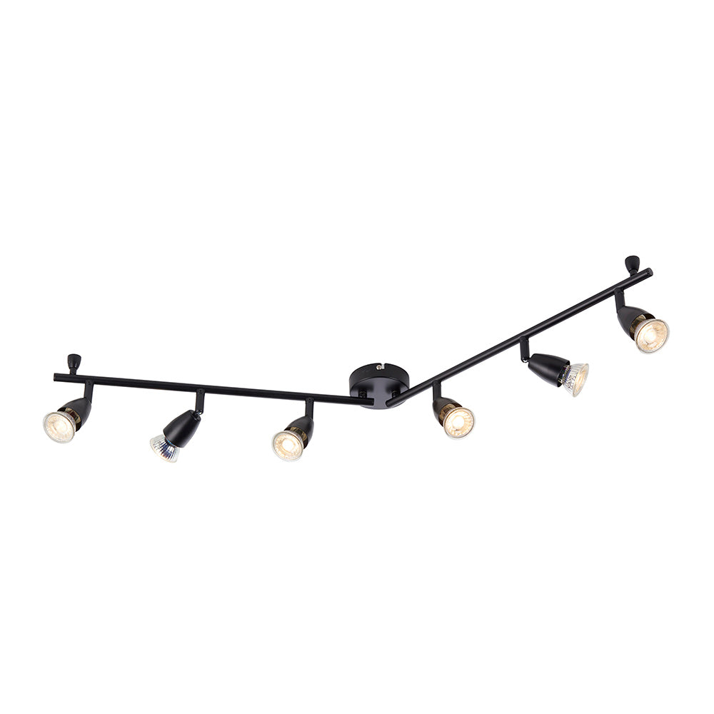 AMALFI | 6 Bar Semi Flush Ceiling / Wall Spotlight Fitting | GU10 | IP20 | Matt Black