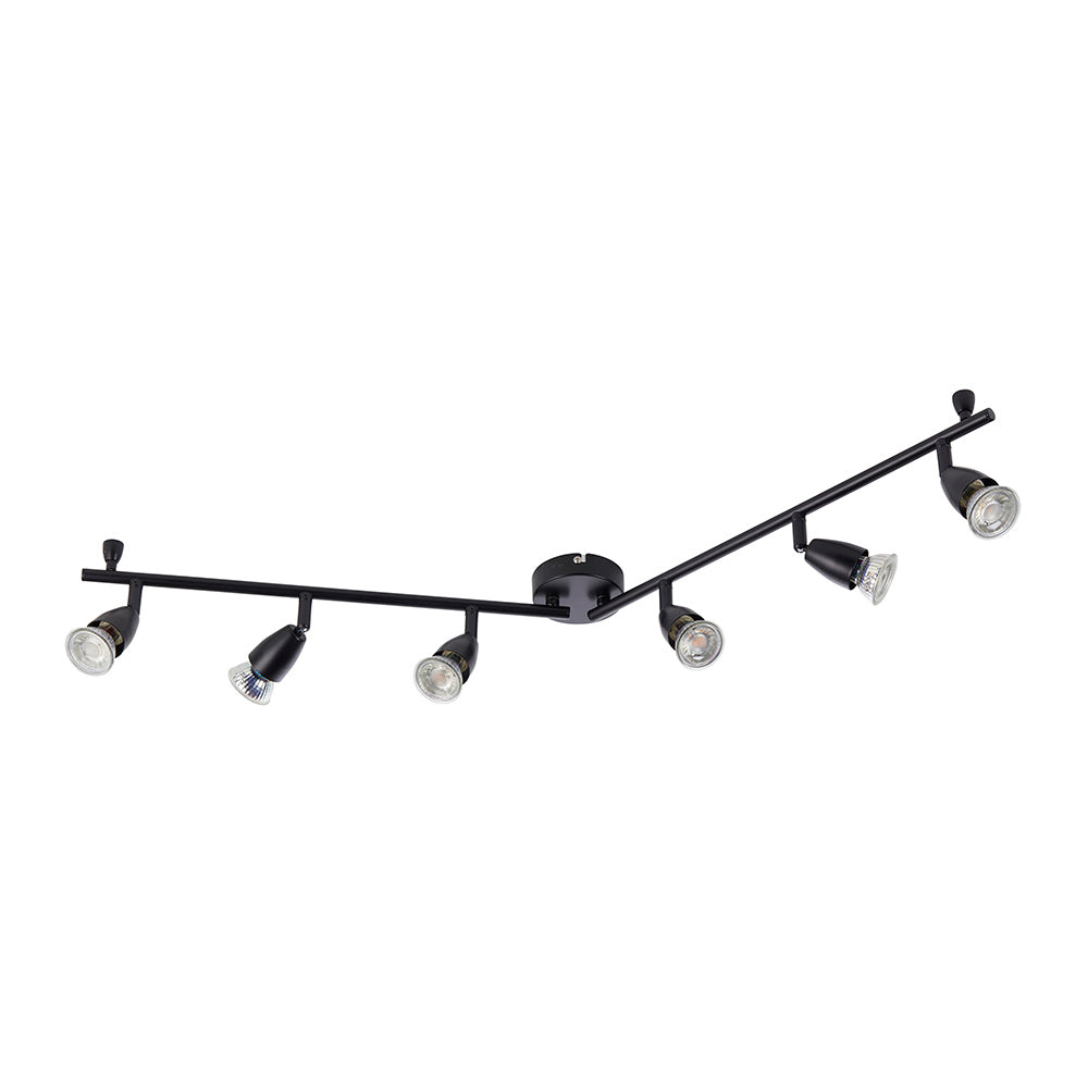 AMALFI | 6 Bar Semi Flush Ceiling / Wall Spotlight Fitting | GU10 | IP20 | Matt Black