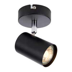 AREZZO | Single Semi Flush Ceiling / Wall Spotlight Fitting | GU10 | IP20 | Matt Black with Chrome