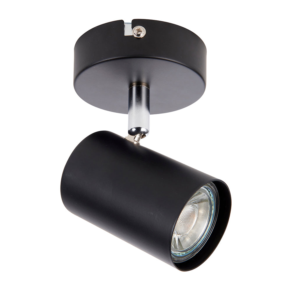 AREZZO | Single Semi Flush Ceiling / Wall Spotlight Fitting | GU10 | IP20 | Matt Black with Chrome