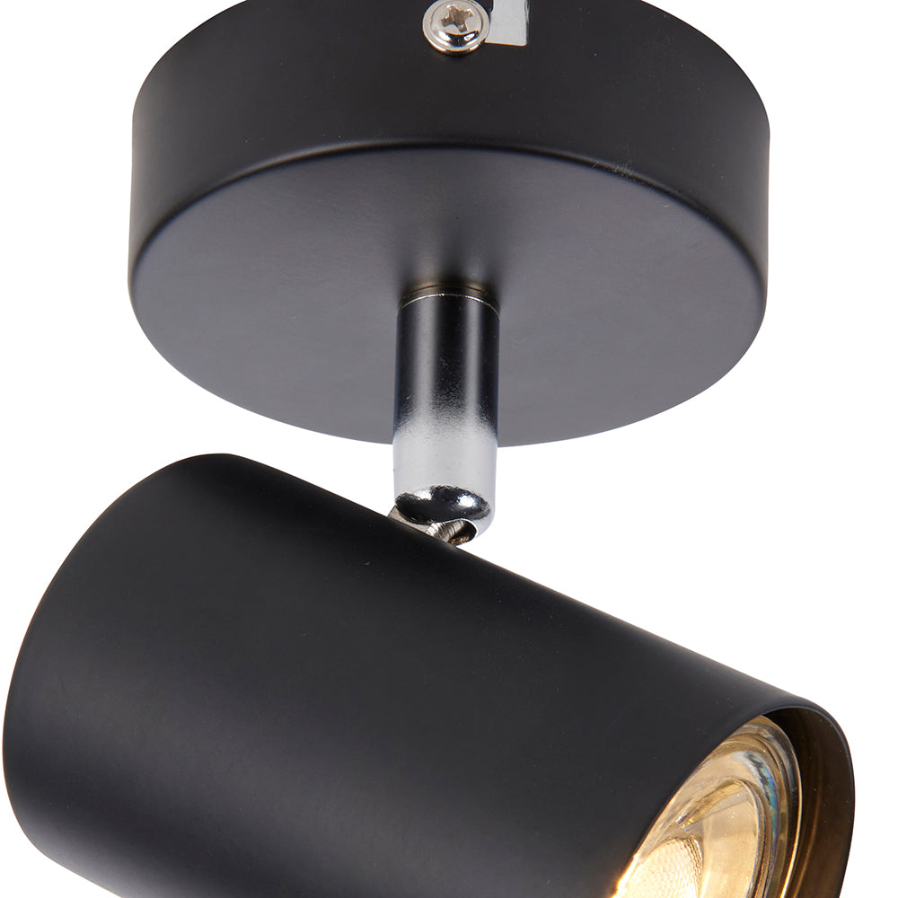 AREZZO | Single Semi Flush Ceiling / Wall Spotlight Fitting | GU10 | IP20 | Matt Black with Chrome