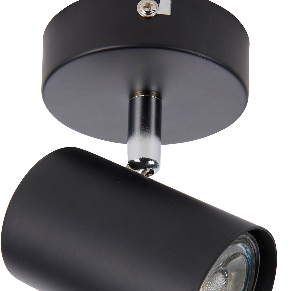 AREZZO | Single Semi Flush Ceiling / Wall Spotlight Fitting | GU10 | IP20 | Matt Black with Chrome