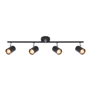 AREZZO | 4 Bar Semi Flush Ceiling Spotlight Fitting | GU10 | IP20 | Matt Black with Chrome