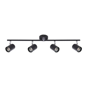 AREZZO | 4 Bar Semi Flush Ceiling Spotlight Fitting | GU10 | IP20 | Matt Black with Chrome