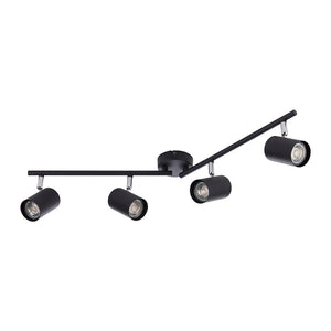 AREZZO | 4 Bar Semi Flush Ceiling Spotlight Fitting | GU10 | IP20 | Matt Black with Chrome