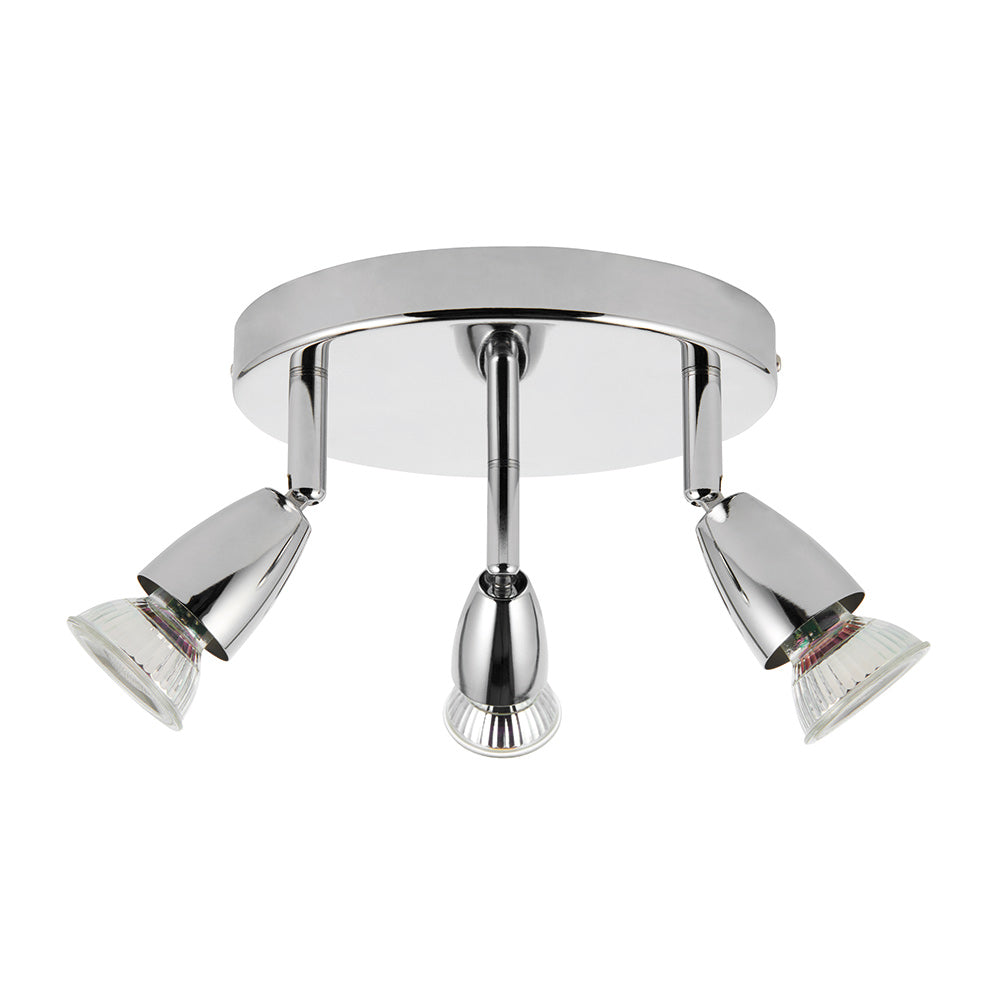 AMALFI | Triple Round Semi Flush Ceiling Spotlight Fitting | GU10 | IP20 | Polished Chrome