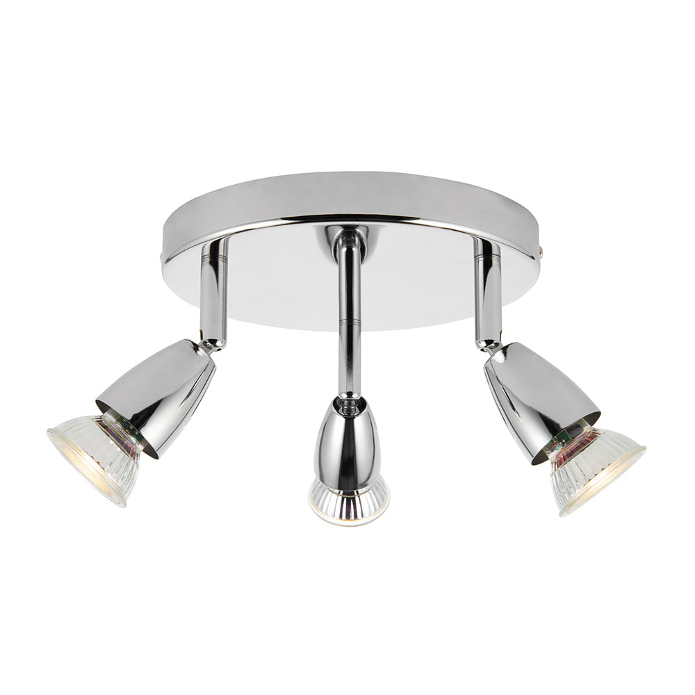 AMALFI | Triple Round Semi Flush Ceiling Spotlight Fitting | GU10 | IP20 | Polished Chrome