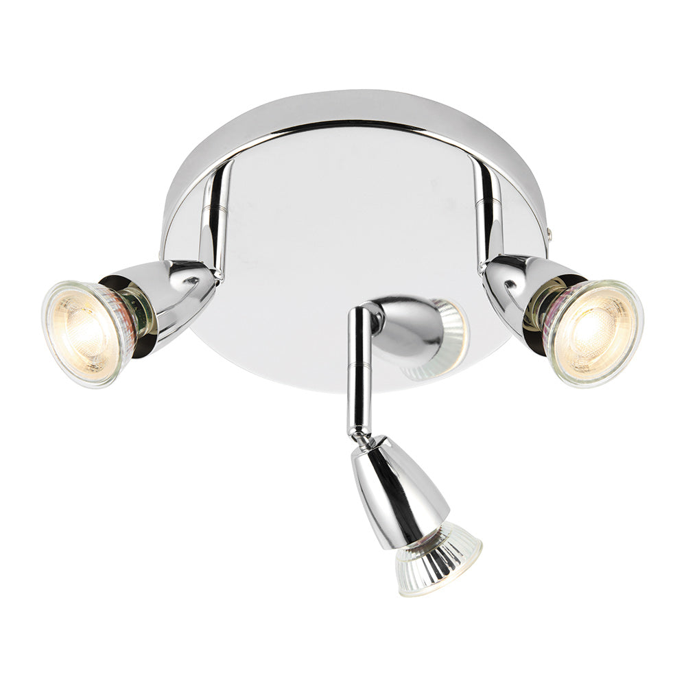 AMALFI | Triple Round Semi Flush Ceiling Spotlight Fitting | GU10 | IP20 | Polished Chrome