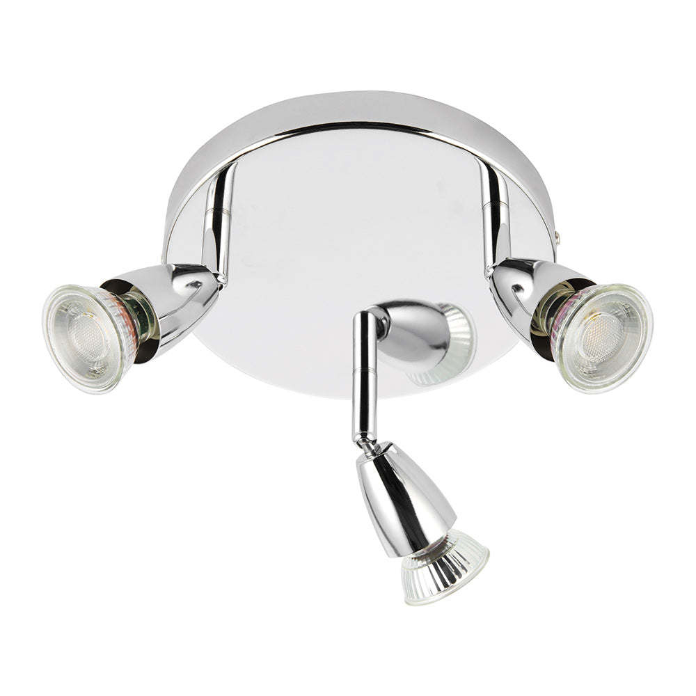 AMALFI | Triple Round Semi Flush Ceiling Spotlight Fitting | GU10 | IP20 | Polished Chrome