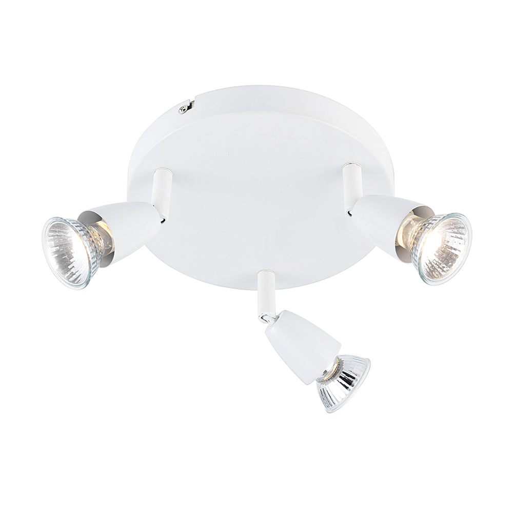 AMALFI | Triple Round Semi Flush Ceiling Spotlight Fitting | GU10 | IP20 | Gloss White