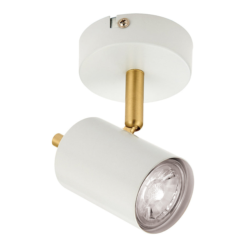 GULL | Single Semi Flush Ceiling / Wall Spotlight Fitting | GU10 | IP20 | Matt White & Satin Gold