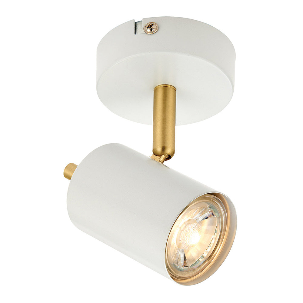 GULL | Single Semi Flush Ceiling / Wall Spotlight Fitting | GU10 | IP20 | Matt White & Satin Gold