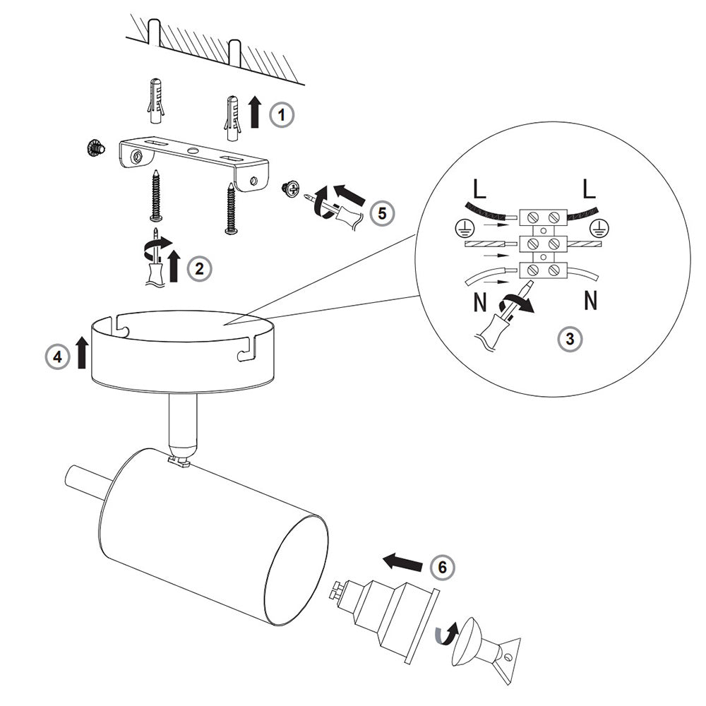 GULL | Single Semi Flush Ceiling / Wall Spotlight Fitting | GU10 | IP20 | Matt White & Satin Gold