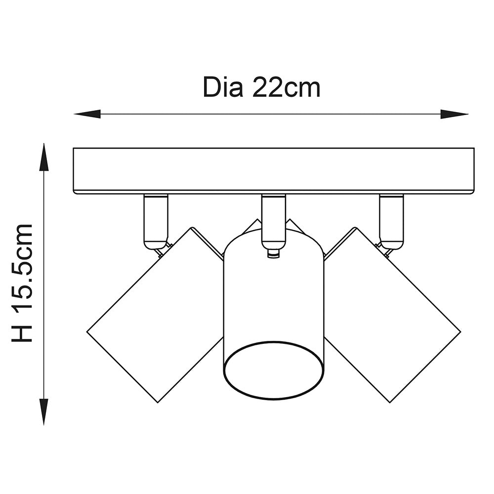 GULL | Triple Semi Flush Ceiling Spotlight Fitting | 3 x GU10 | IP20 | Matt White & Satin Gold