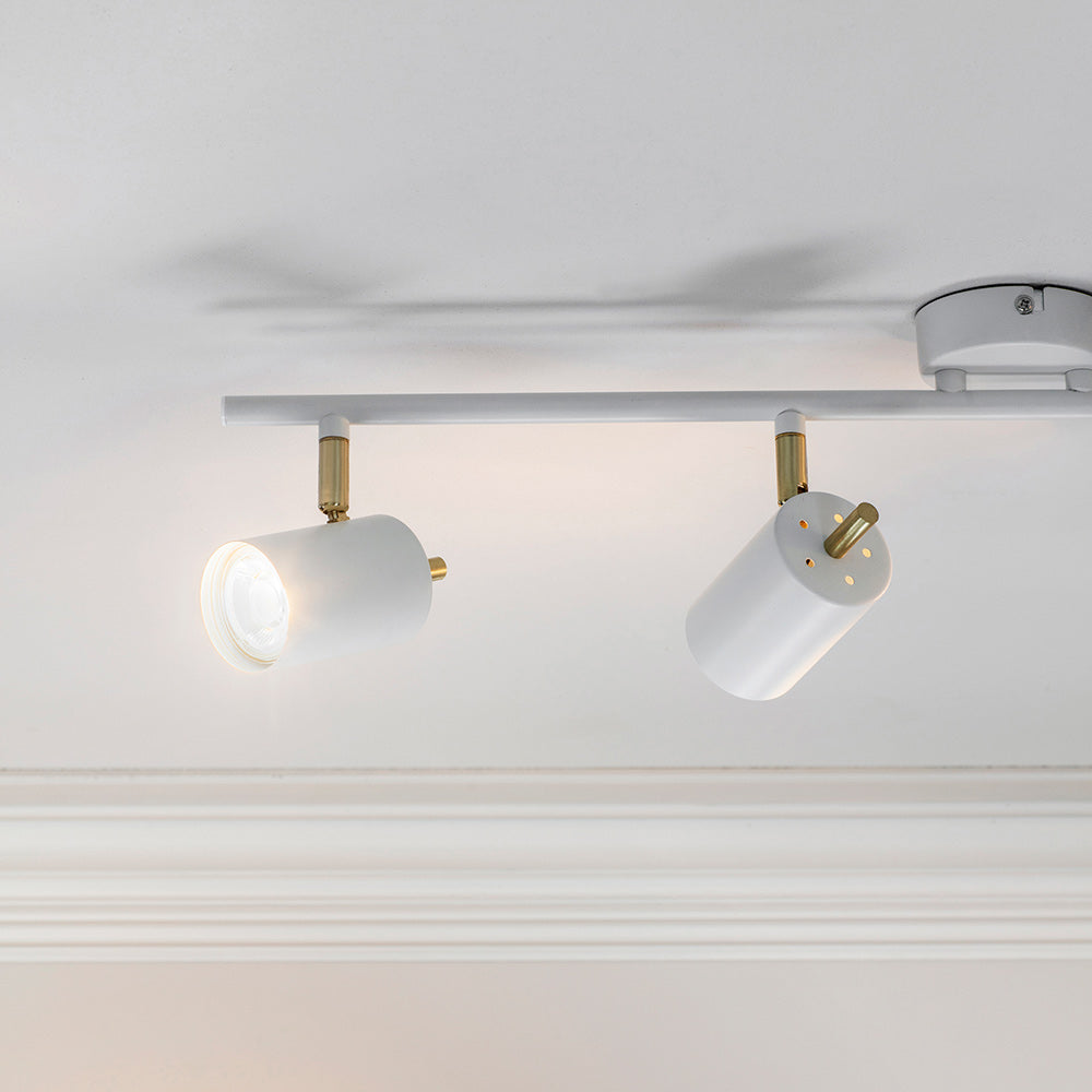 GULL | 4 Bar Semi Flush Ceiling Spotlight Fitting | 4 x GU10 | IP20 | Matt White & Satin Gold