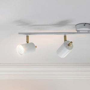 GULL | 4 Bar Semi Flush Ceiling Spotlight Fitting | 4 x GU10 | IP20 | Matt White & Satin Gold