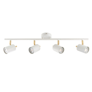 GULL | 4 Bar Semi Flush Ceiling Spotlight Fitting | 4 x GU10 | IP20 | Matt White & Satin Gold