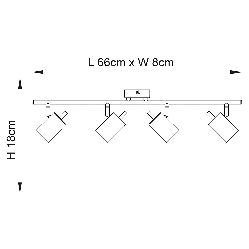 GULL | 4 Bar Semi Flush Ceiling Spotlight Fitting | 4 x GU10 | IP20 | Matt White & Satin Gold