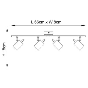 GULL | 4 Bar Semi Flush Ceiling Spotlight Fitting | 4 x GU10 | IP20 | Matt White & Satin Gold