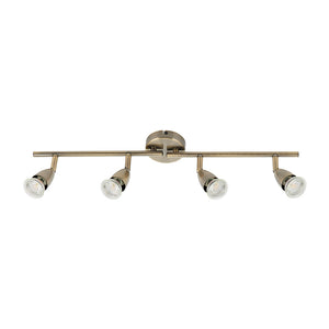 AMALFI | 4 Bar Semi Flush Ceiling Spotlight Fitting | GU10 | IP20 | Antique Brass