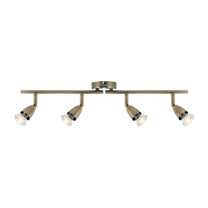 AMALFI | 4 Bar Semi Flush Ceiling Spotlight Fitting | GU10 | IP20 | Antique Brass