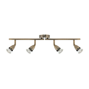 AMALFI | 4 Bar Semi Flush Ceiling Spotlight Fitting | GU10 | IP20 | Antique Brass