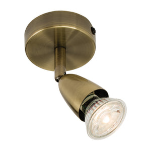 AMALFI | Single Semi Flush Ceiling / Wall Spotlight Fitting | GU10 | IP20 | Antique Brass