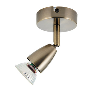 AMALFI | Single Semi Flush Ceiling / Wall Spotlight Fitting | GU10 | IP20 | Antique Brass