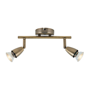 AMALFI | Twin Semi Flush Ceiling / Wall Spotlight Fitting | GU10 | IP20 | Antique Brass