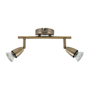 AMALFI | Twin Semi Flush Ceiling / Wall Spotlight Fitting | GU10 | IP20 | Antique Brass