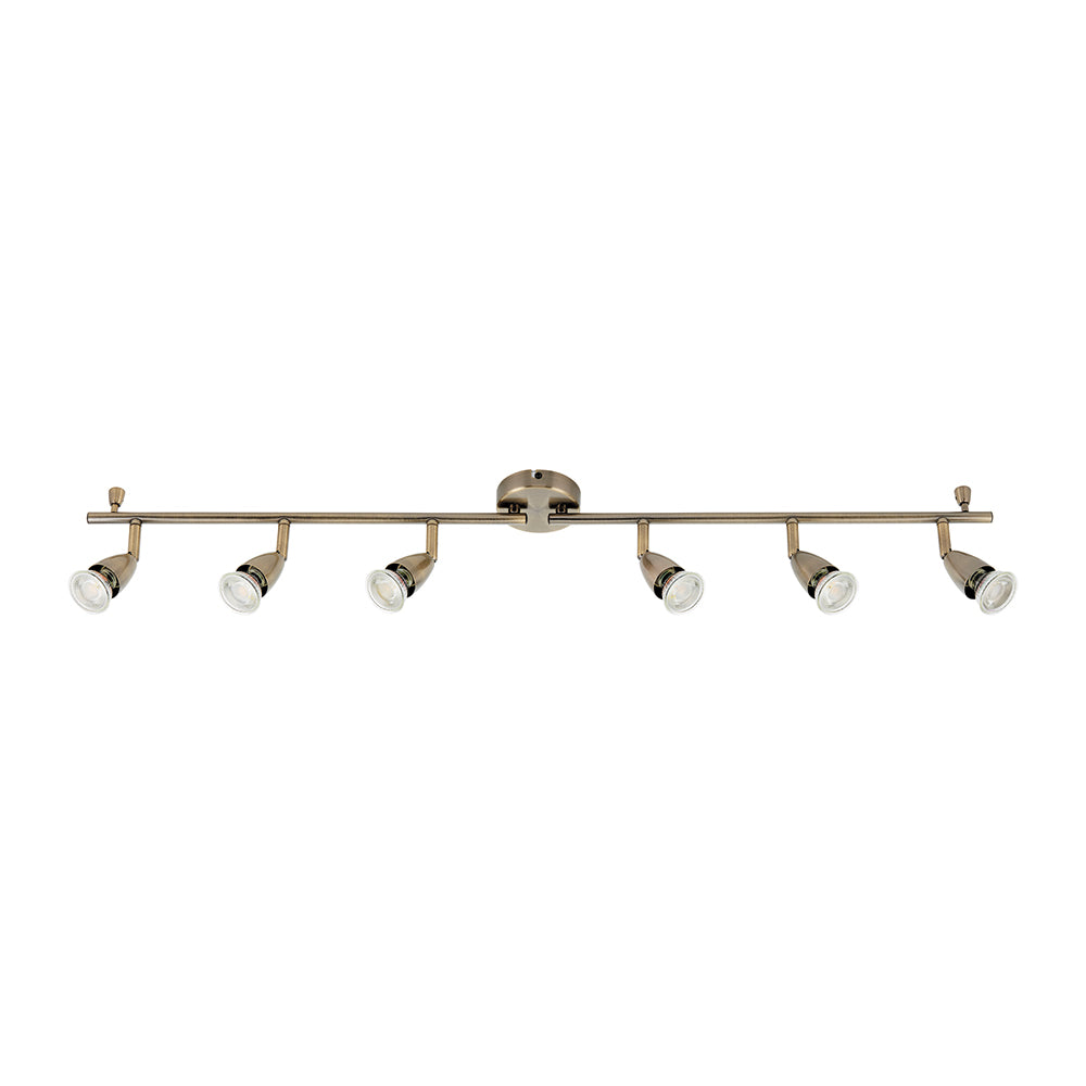 AMALFI | 6 Bar Semi Flush Ceiling / Wall Spotlight Fitting | GU10 | IP20 | Antique Brass