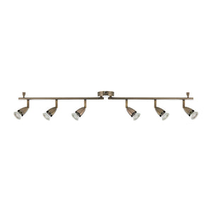 AMALFI | 6 Bar Semi Flush Ceiling / Wall Spotlight Fitting | GU10 | IP20 | Antique Brass