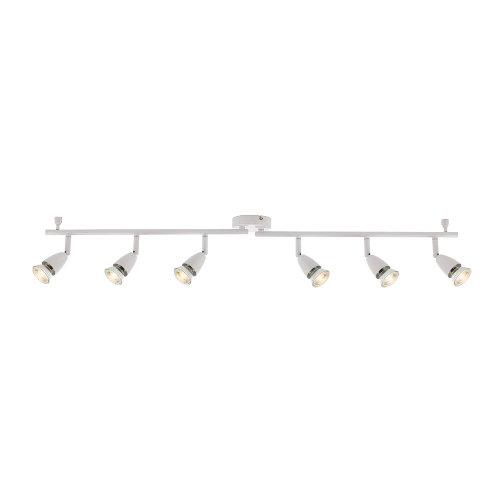 AMALFI | 6 Bar Semi Flush Ceiling / Wall Spotlight Fitting | GU10 | IP20 | Gloss White