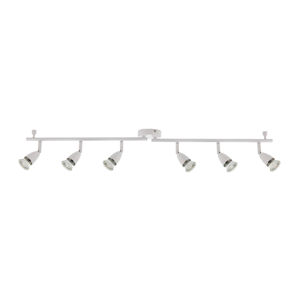 AMALFI | 6 Bar Semi Flush Ceiling / Wall Spotlight Fitting | GU10 | IP20 | Gloss White