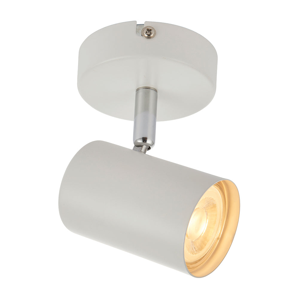 AREZZO | Single Semi Flush Ceiling / Wall Spotlight Fitting | GU10 | IP20 | Matt White with Chrome