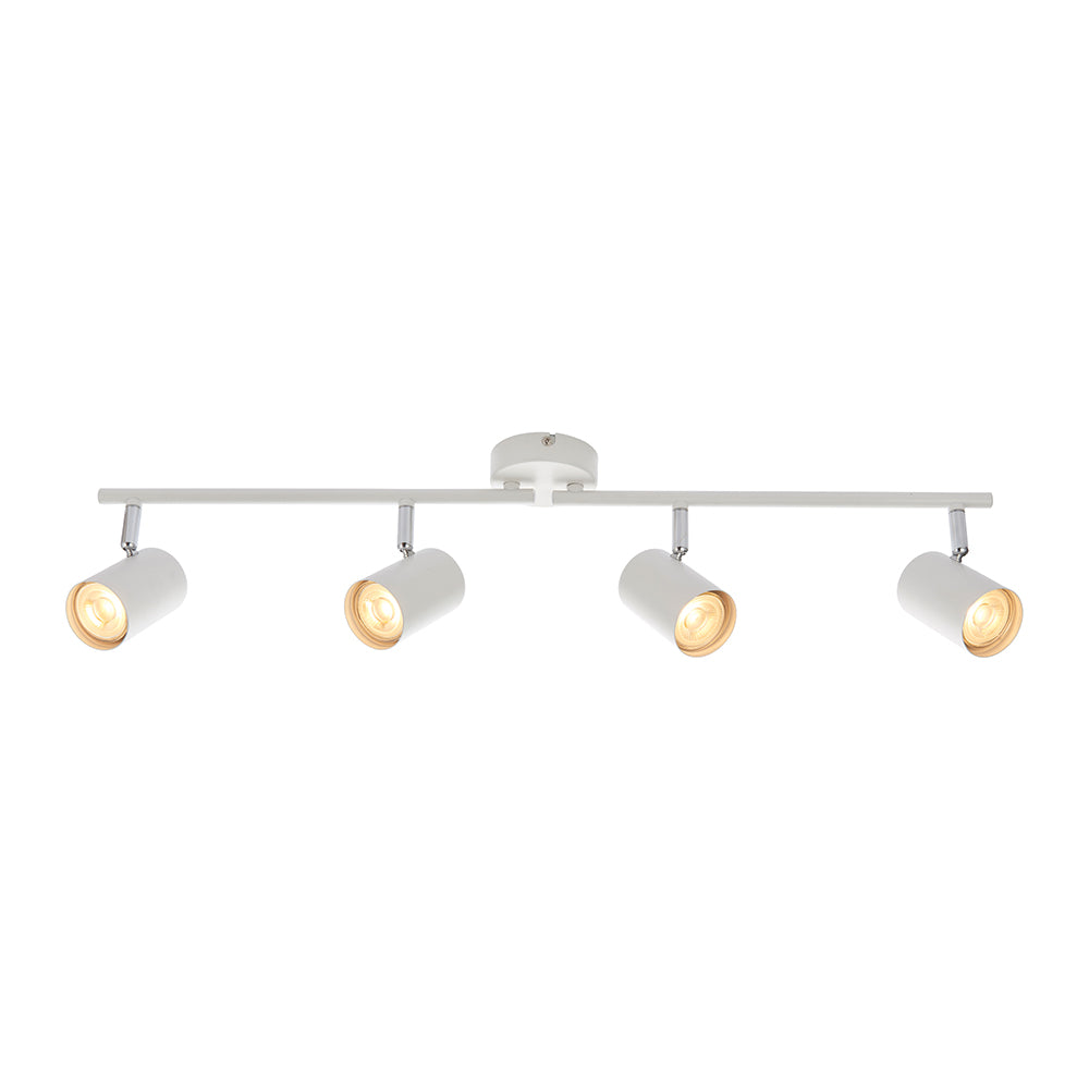 AREZZO | 4 Bar Semi Flush Ceiling Spotlight Fitting | GU10 | IP20 | Matt White with Chrome