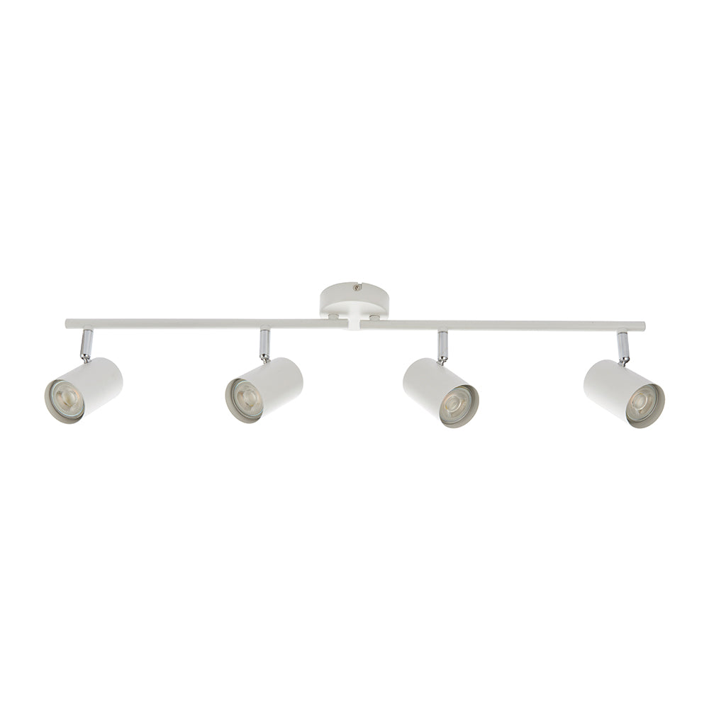 AREZZO | 4 Bar Semi Flush Ceiling Spotlight Fitting | GU10 | IP20 | Matt White with Chrome